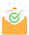 Sobre con marca de verificación, solicitud enviada con éxito